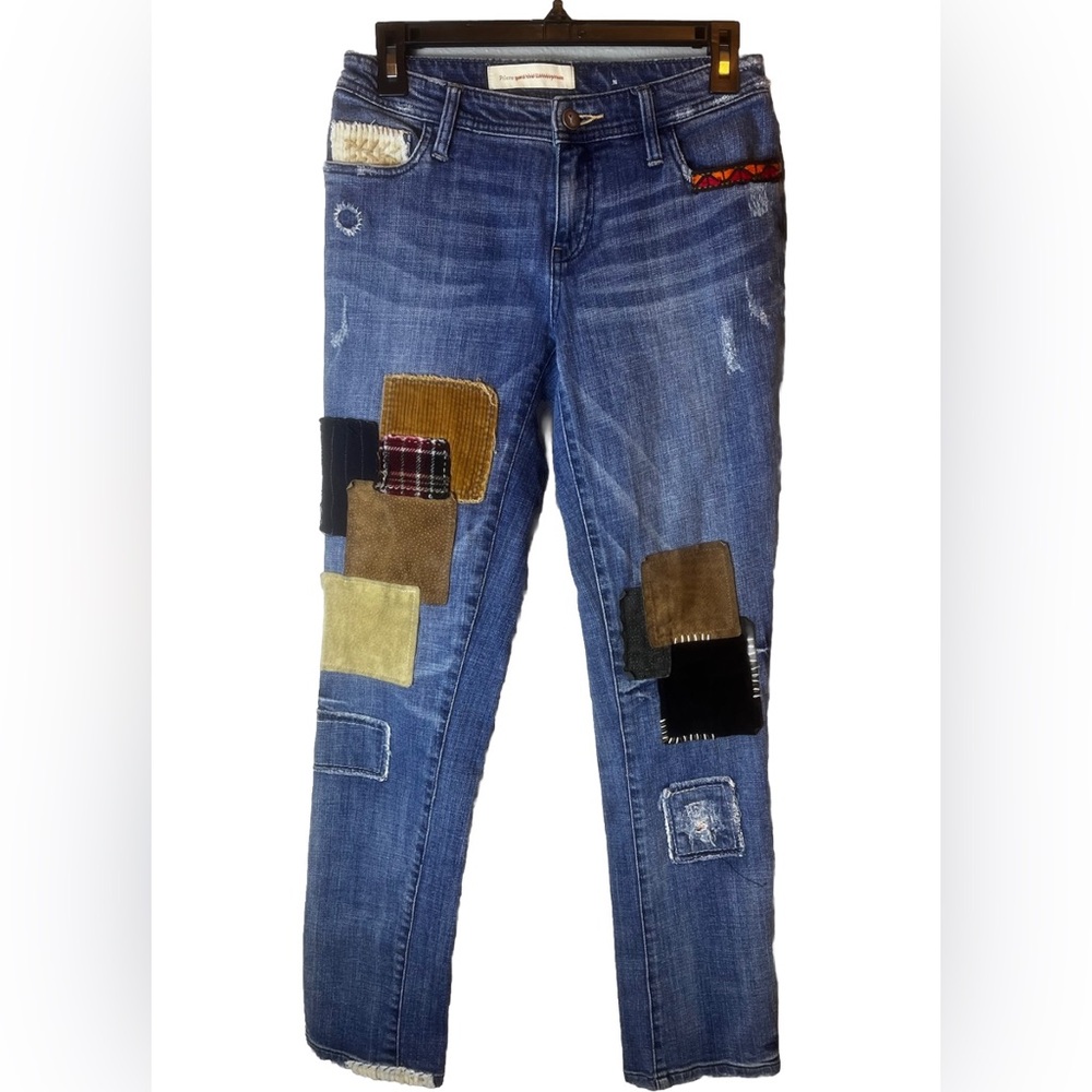 Pilcro Anthropologie Premium Hyphen Patchwork Jeans Size 27 - Picture 2 of 5